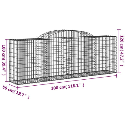 vidaXL Gabionen mit Hochbogen 5 Stk. 300x50x100/120cm Verzinktes Eisen
