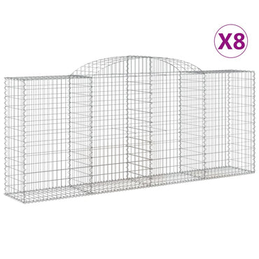 vidaXL Gabionen mit Hochbogen 8 Stk. 300x50x120/140cm Verzinktes Eisen