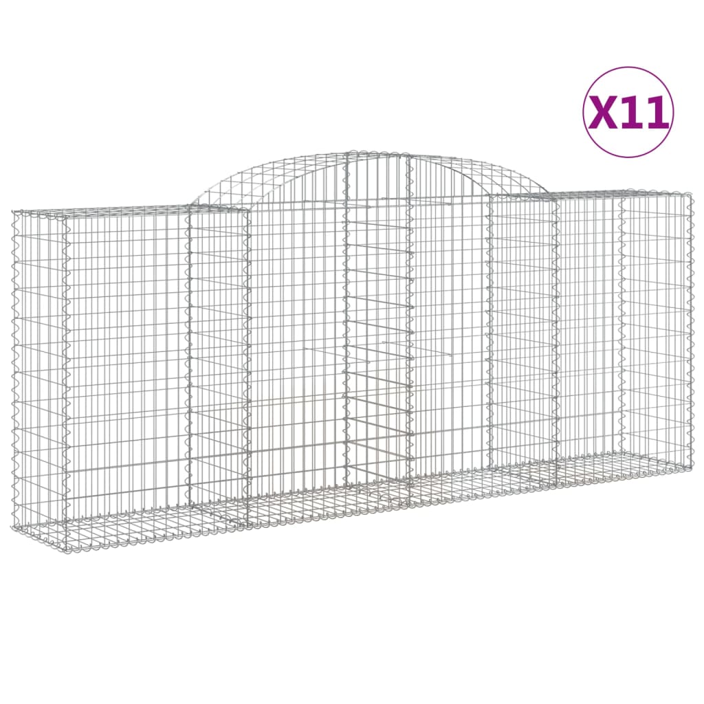 vidaXL Gabionen mit Hochbogen 11 Stk 300x50x120/140cm Verzinktes Eisen