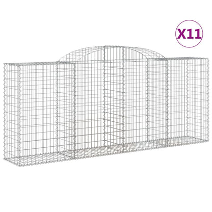 vidaXL Gabionen mit Hochbogen 11 Stk 300x50x120/140cm Verzinktes Eisen