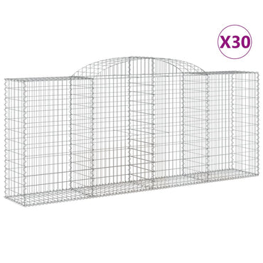 vidaXL Gabionen mit Hochbogen 30 Stk 300x50x120/140cm Verzinktes Eisen