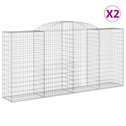 vidaXL Gabionen mit Hochbogen 2 Stk. 300x50x140/160cm Verzinktes Eisen