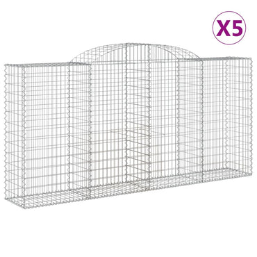 vidaXL Gabionen mit Hochbogen 5 Stk. 300x50x140/160cm Verzinktes Eisen