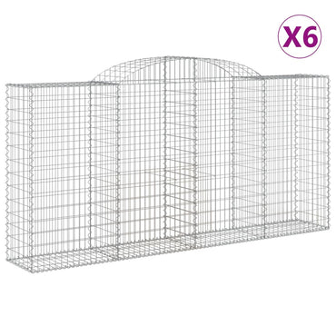 vidaXL Gabionen mit Hochbogen 6 Stk. 300x50x140/160cm Verzinktes Eisen