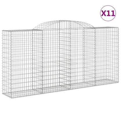 vidaXL Gabionen mit Hochbogen 11 Stk 300x50x140/160cm Verzinktes Eisen