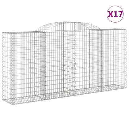 vidaXL Gabionen mit Hochbogen 17 Stk 300x50x140/160cm Verzinktes Eisen