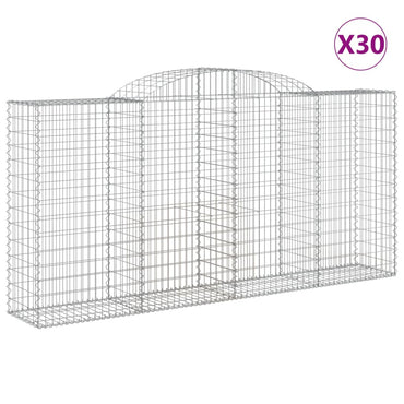 vidaXL Gabionen mit Hochbogen 30 Stk 300x50x140/160cm Verzinktes Eisen