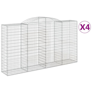 vidaXL Gabions avec arc surélevé 4 pcs 300x50x160/180cm Fer galvanisé