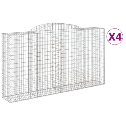 vidaXL Gabions avec arc surélevé 4 pcs 300x50x160/180cm Fer galvanisé