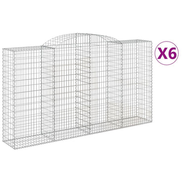 vidaXL Gabions avec arche haute 6 pcs 300x50x160/180 cm Fer galvanisé