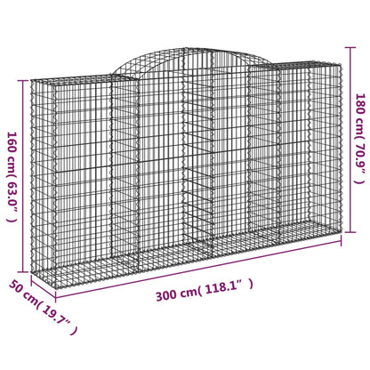 vidaXL Gabionen mit Hochbogen 17 Stk 300x50x160/180cm Verzinktes Eisen