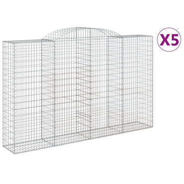 vidaXL Gabionen mit Hochbogen 5 Stk. 300x50x180/200cm Verzinktes Eisen