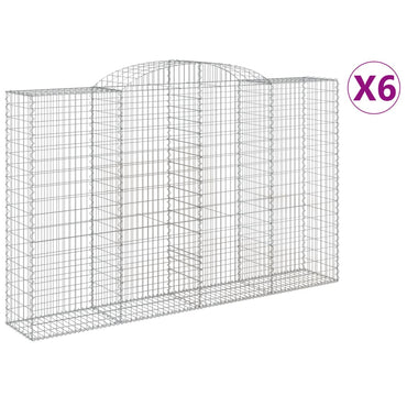 vidaXL Gabionen mit Hochbogen 6 Stk. 300x50x180/200cm Verzinktes Eisen