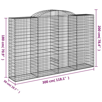 vidaXL Gabionen mit Hochbogen 6 Stk. 300x50x180/200cm Verzinktes Eisen