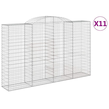 vidaXL Gabionen mit Hochbogen 11 Stk 300x50x180/200cm Verzinktes Eisen