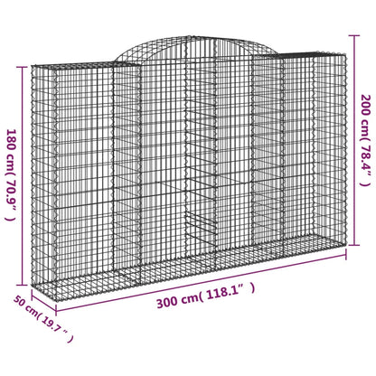 vidaXL Gabionen mit Hochbogen 17 Stk 300x50x180/200cm Verzinktes Eisen