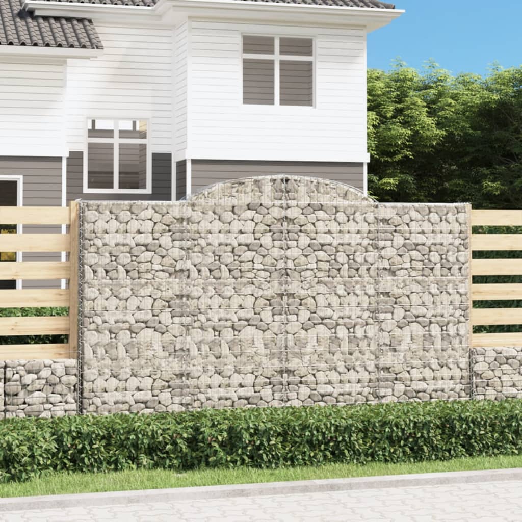 vidaXL Gabionen mit Hochbogen 17 Stk 300x50x180/200cm Verzinktes Eisen