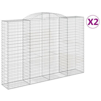 vidaXL Gabionen mit Hochbogen 2 Stk. 300x50x200/220cm Verzinktes Eisen