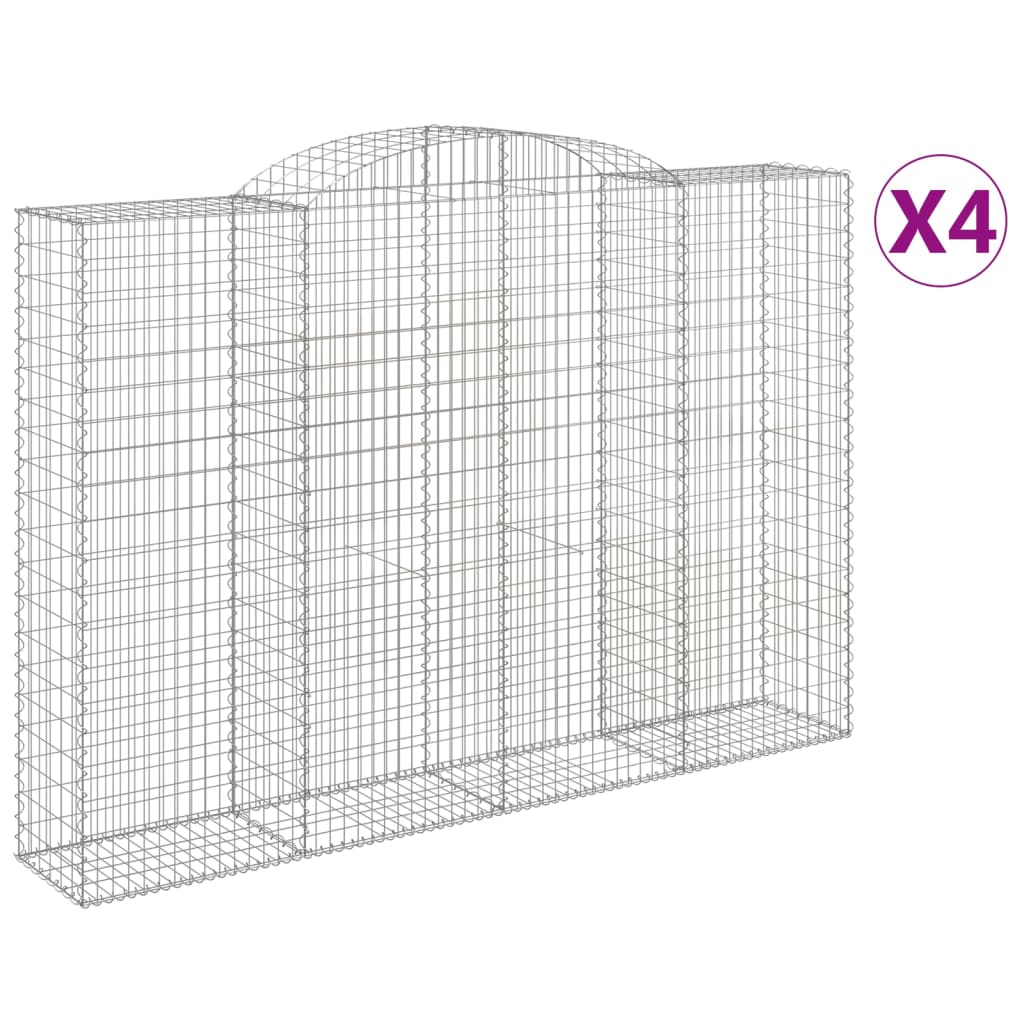 vidaXL Gabionen mit Hochbogen 4 Stk. 300x50x200/220cm Verzinktes Eisen