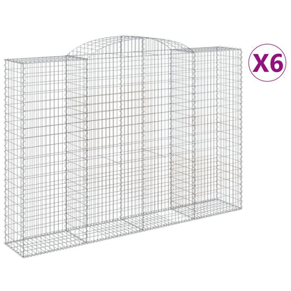 vidaXL Gabionen mit Hochbogen 6 Stk. 300x50x200/220cm Verzinktes Eisen