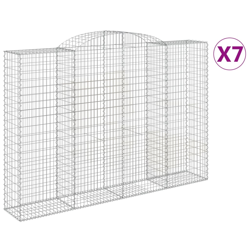 vidaXL Gabionen mit Hochbogen 7 Stk. 300x50x200/220cm Verzinktes Eisen