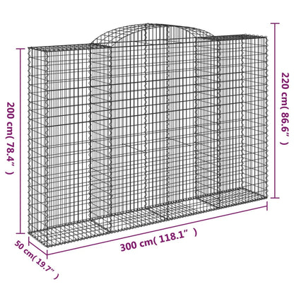 vidaXL Gabionen mit Hochbogen 7 Stk. 300x50x200/220cm Verzinktes Eisen