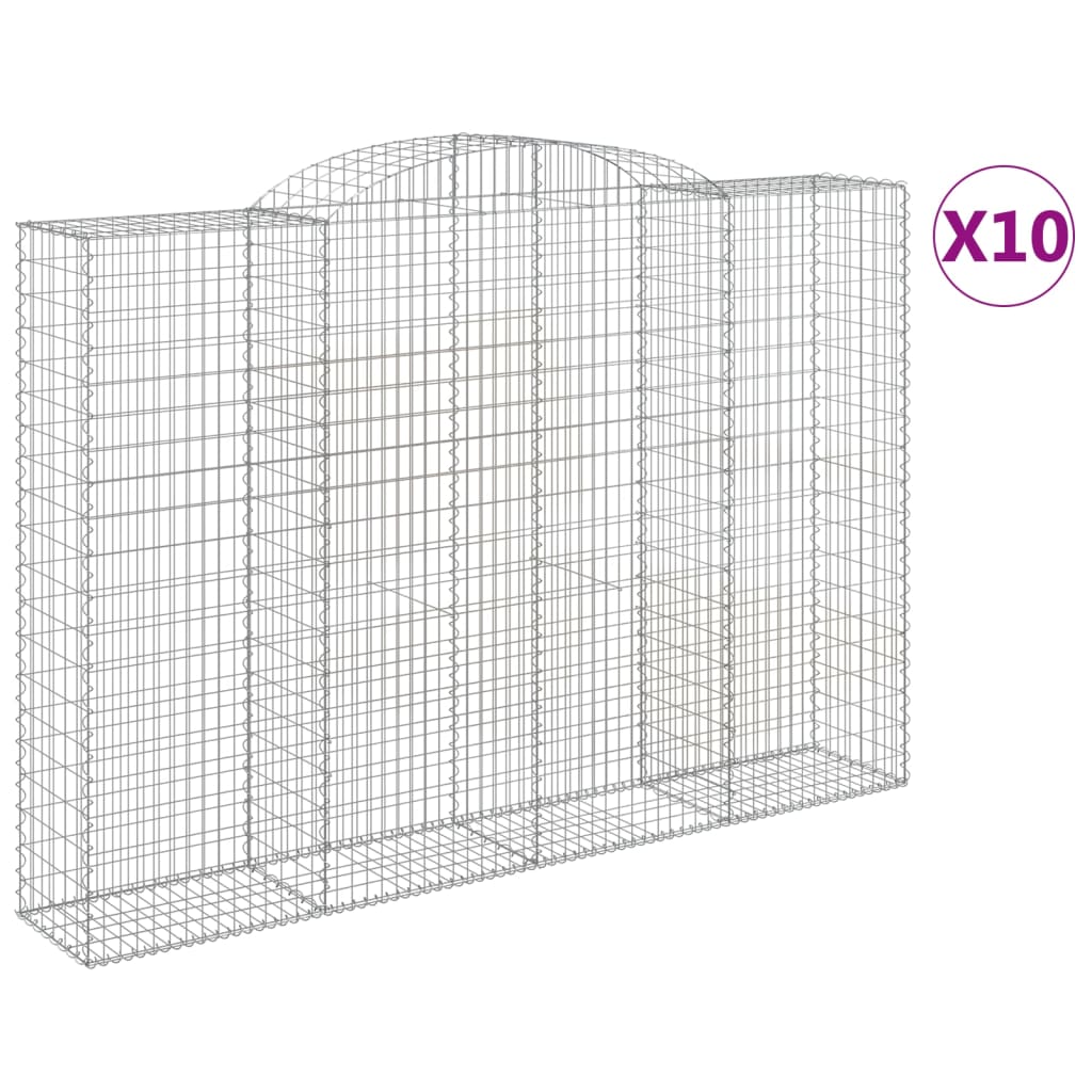 vidaXL Gabions avec arche 10 pcs 300x50x200/220 cm Fer galvanisé