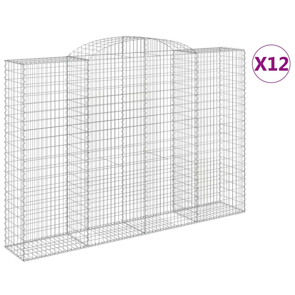 vidaXL Gabions avec arche haute 12 pcs 300x50x200/220cm Fer galvanisé