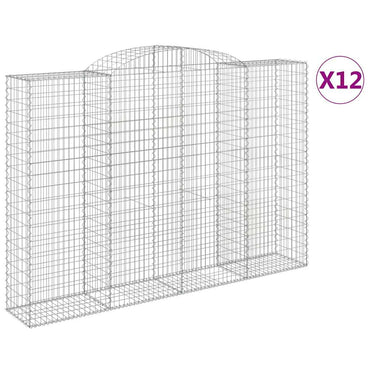 vidaXL Gabionen mit Hochbogen 12 Stk 300x50x200/220cm Verzinktes Eisen