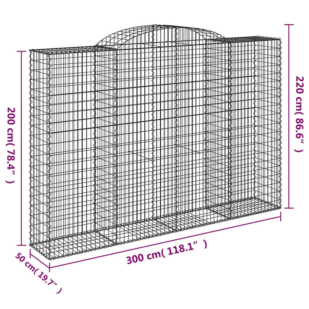 vidaXL Gabions avec arche haute 12 pcs 300x50x200/220cm Fer galvanisé