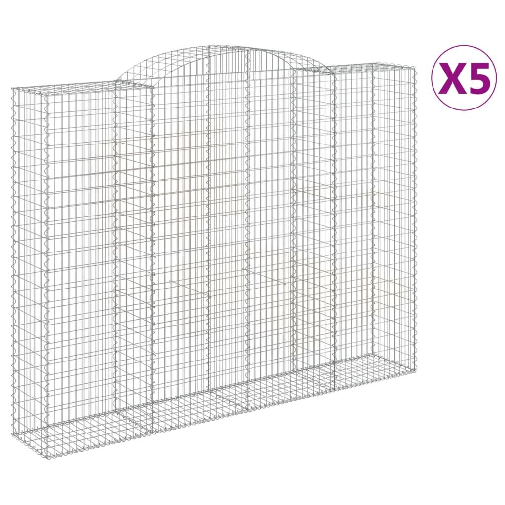 vidaXL Gabions à arche surélevée 5 pcs 300x50x220/240 cm Fer galvanisé