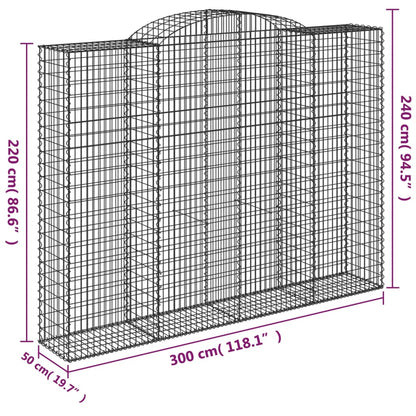 vidaXL Gabions à arc élevé 7 pcs 300x50x220/240 cm Fer galvanisé