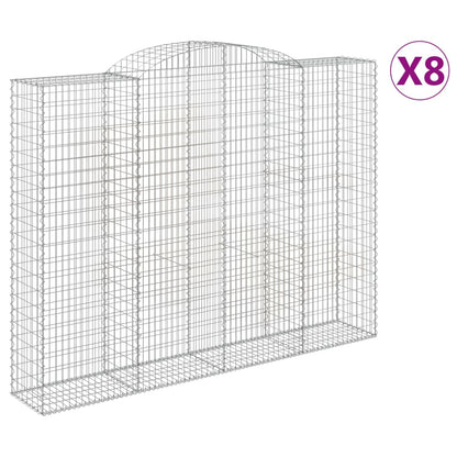 vidaXL Gabionen mit Hochbogen 8 Stk. 300x50x220/240cm Verzinktes Eisen