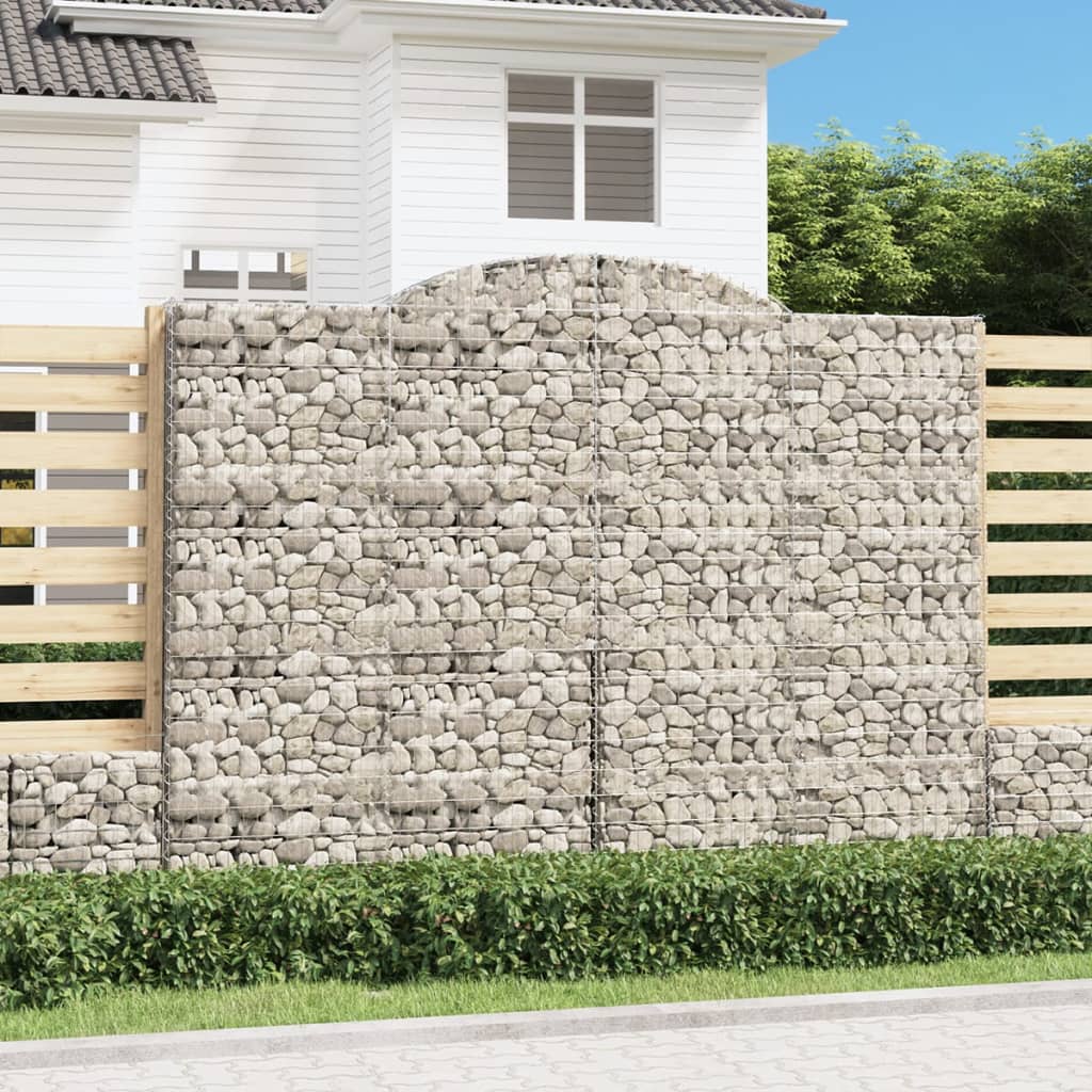 vidaXL Gabionen mit Hochbogen 12 Stk 300x50x220/240cm Verzinktes Eisen