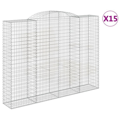 vidaXL Gabionen mit Hochbogen 15 Stk 300x50x220/240cm Verzinktes Eisen