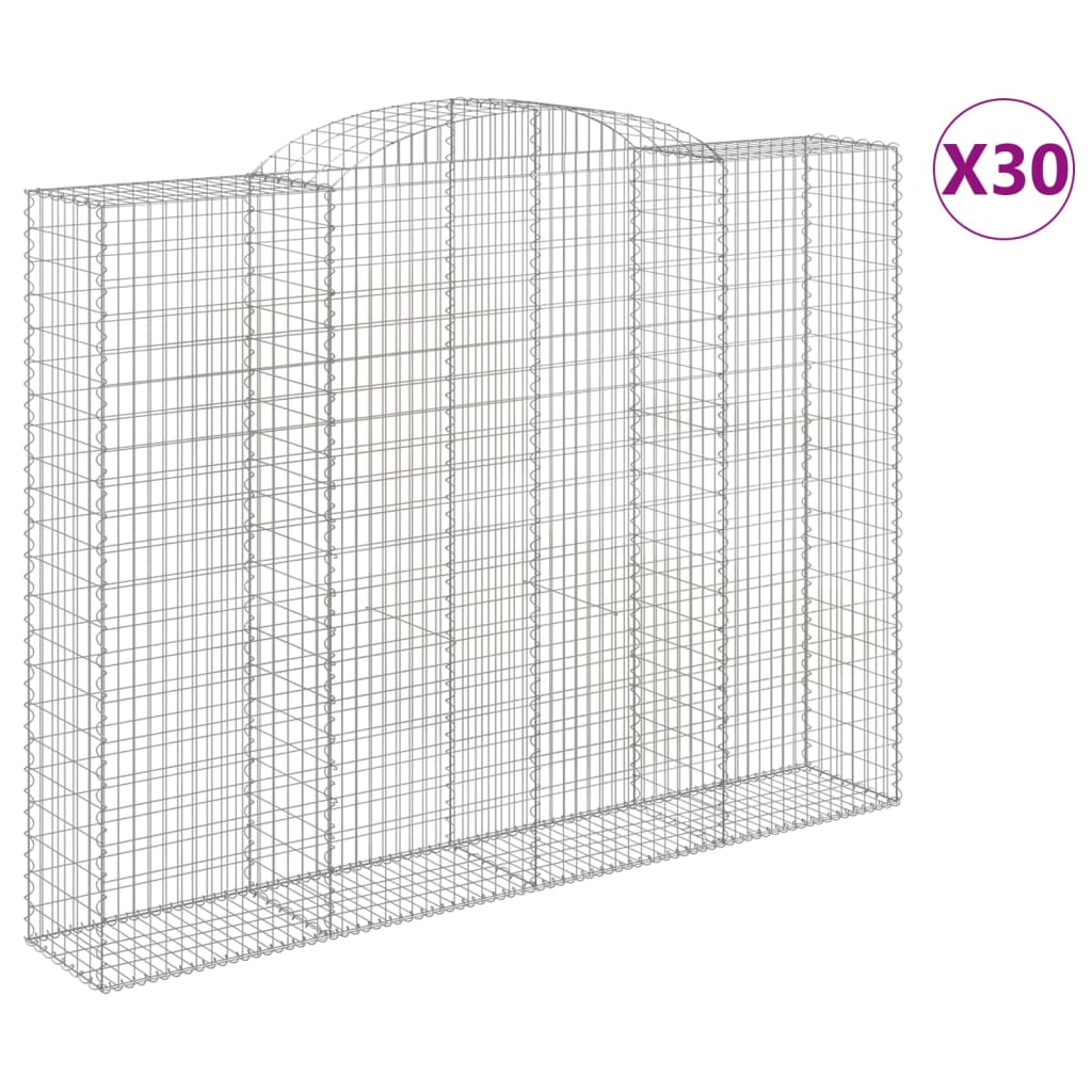 vidaXL Gabionen mit Hochbogen 30 Stk 300x50x220/240cm Verzinktes Eisen