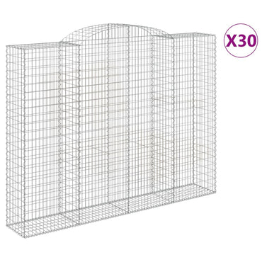 vidaXL Gabionen mit Hochbogen 30 Stk 300x50x220/240cm Verzinktes Eisen