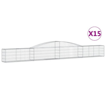 vidaXL Gabionen mit Hochbogen 15 Stk. 400x30x40/60 cm Verzinktes Eisen