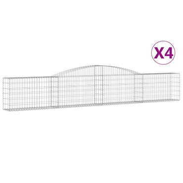 vidaXL Gabionen mit Hochbogen 4 Stk. 400x30x60/80 cm Verzinktes Eisen