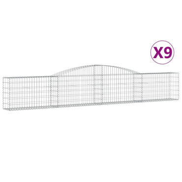 vidaXL Gabionen mit Hochbogen 9 Stk. 400x30x60/80 cm Verzinktes Eisen