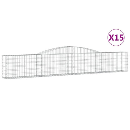 vidaXL Gabionen mit Hochbogen 15 Stk. 400x30x60/80 cm Verzinktes Eisen