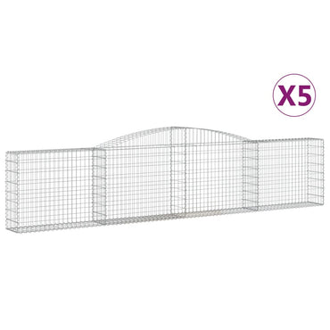 vidaXL Gabions à arc surélevé 5 pcs 400x30x80/100 cm Fer galvanisé