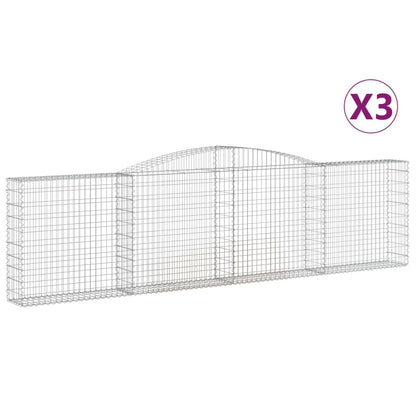 vidaXL Gabionen mit Hochbogen 3 Stk. 400x30x100/120cm Verzinktes Eisen