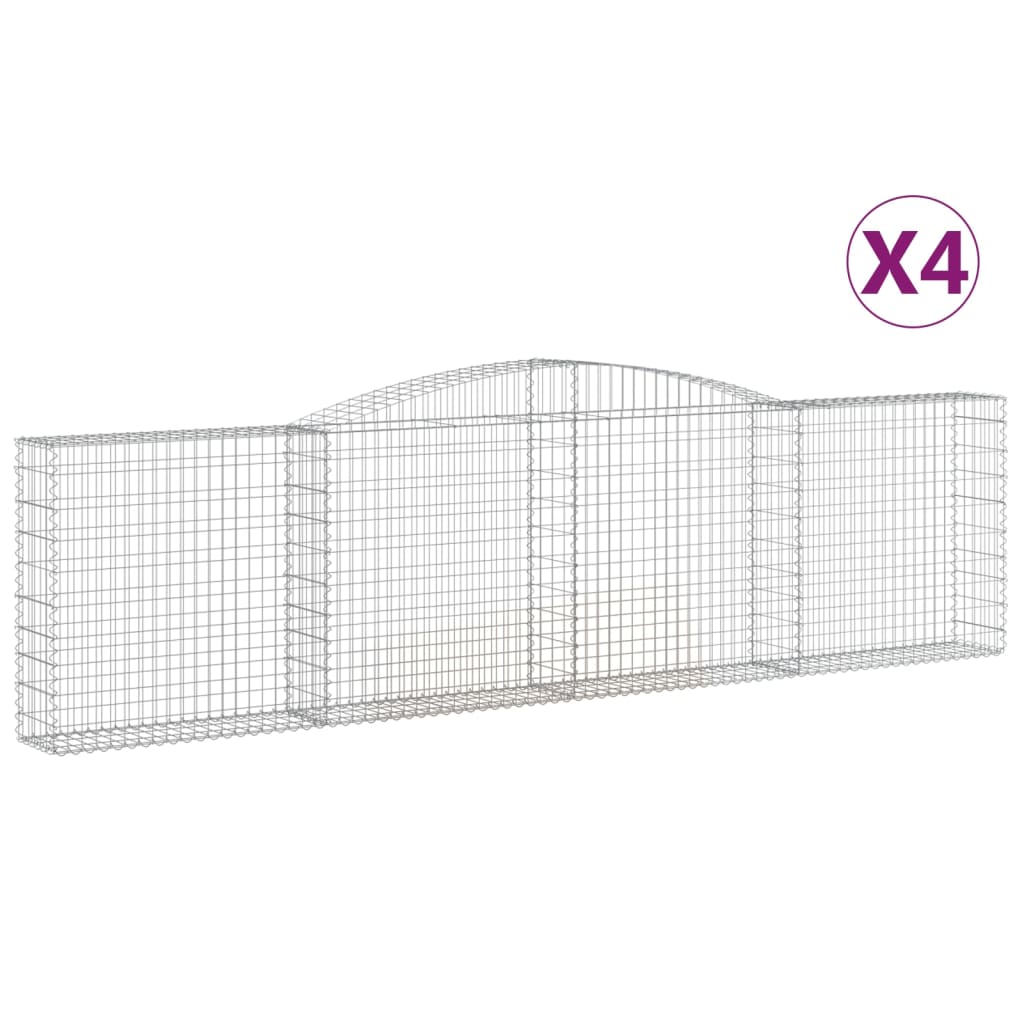 vidaXL Gabionen mit Hochbogen 4 Stk. 400x30x100/120cm Verzinktes Eisen