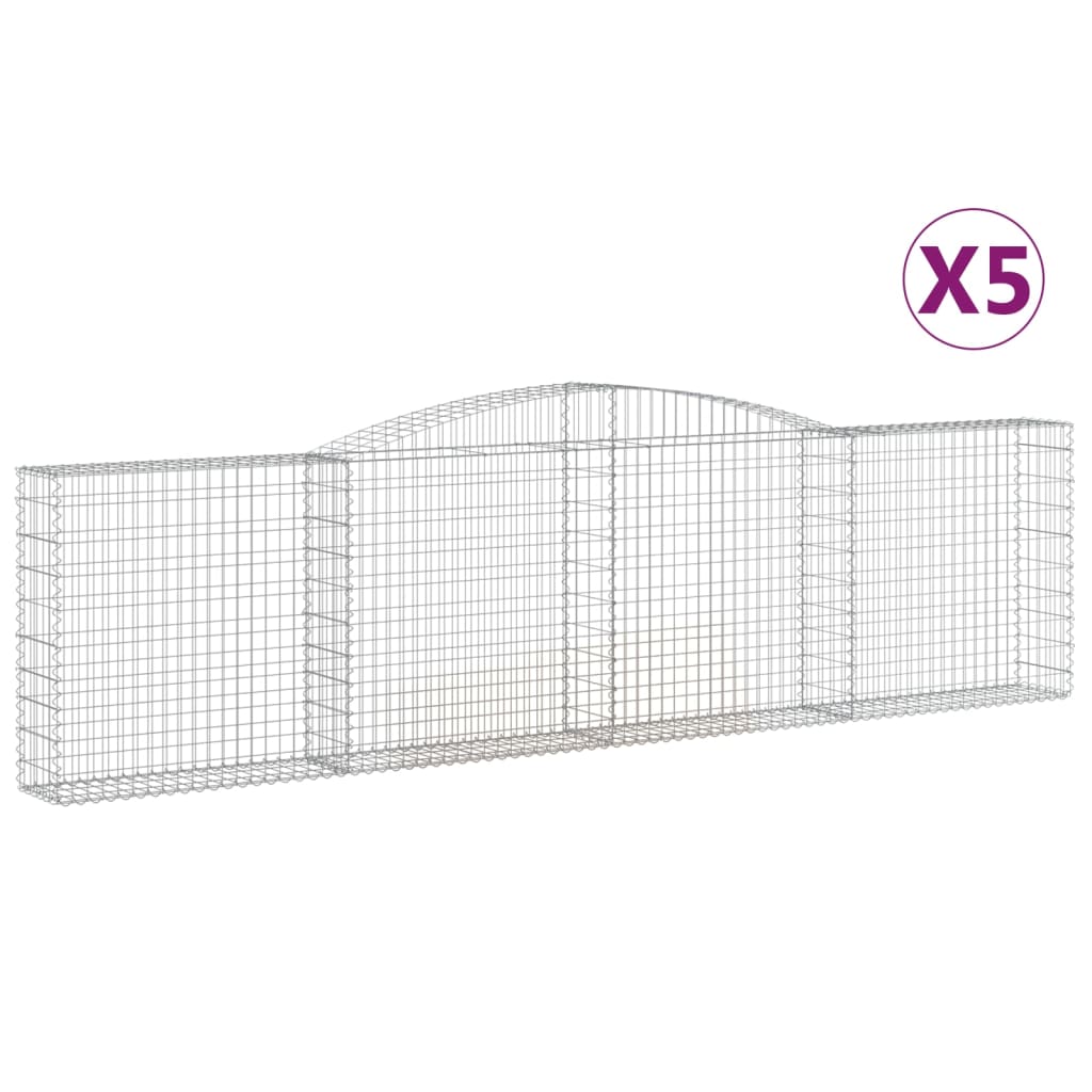 vidaXL Gabionen mit Hochbogen 5 Stk. 400x30x100/120cm Verzinktes Eisen