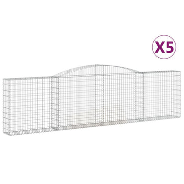 vidaXL Gabionen mit Hochbogen 5 Stk. 400x30x100/120cm Verzinktes Eisen
