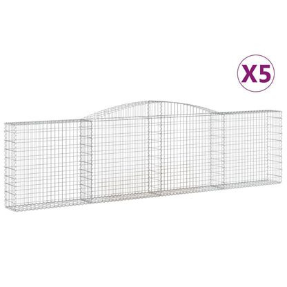 vidaXL Gabionen mit Hochbogen 5 Stk. 400x30x100/120cm Verzinktes Eisen