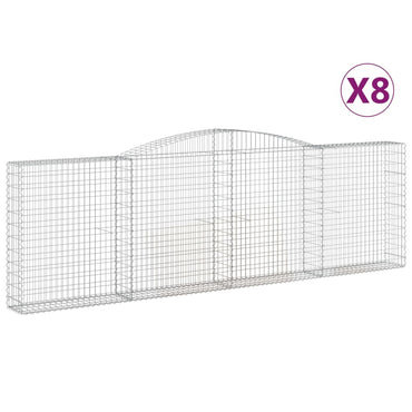 vidaXL Gabionen mit Hochbogen 8 Stk. 400x30x120/140cm Verzinktes Eisen
