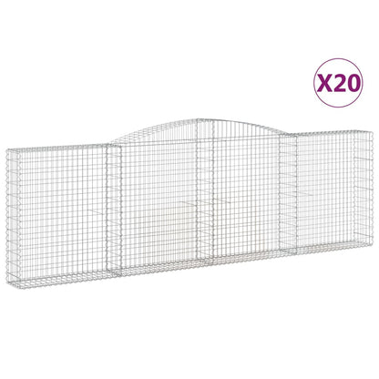 vidaXL Gabionen mit Hochbogen 20Stk. 400x30x120/140cm Verzinktes Eisen