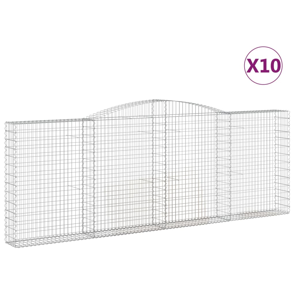vidaXL Gabionen mit Hochbogen 10Stk. 400x30x140/160cm Verzinktes Eisen